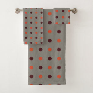 Red and orange dots bath towel set