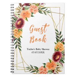 Red and Orange Floral Baby Shower Guest Book