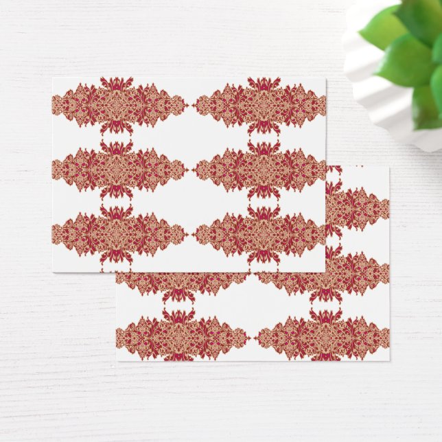 Red and orange floral design with ornamental graph (Desk)