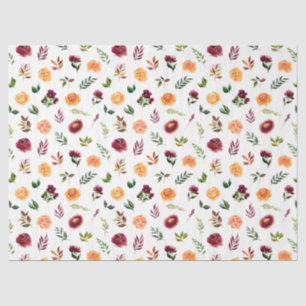 Red and Orange Flowers with Foliage Pattern Tissue Paper