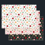 Red and Orange Flowers with Foliage Pattern Wrapping Paper Sheet<br><div class="desc">These beautiful and elegant wrapping paper sheets are versatile and can be used for giving gifts or art and craft projects. They are ideal for any occasion such as birthdays,  weddings,  bridal showers,  baby showers,  anniversaries or general gifts. The design features watercolor red,  pink and orange roses with foliage.</div>
