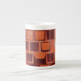 Red and Orange Geometric  Bone China Mug