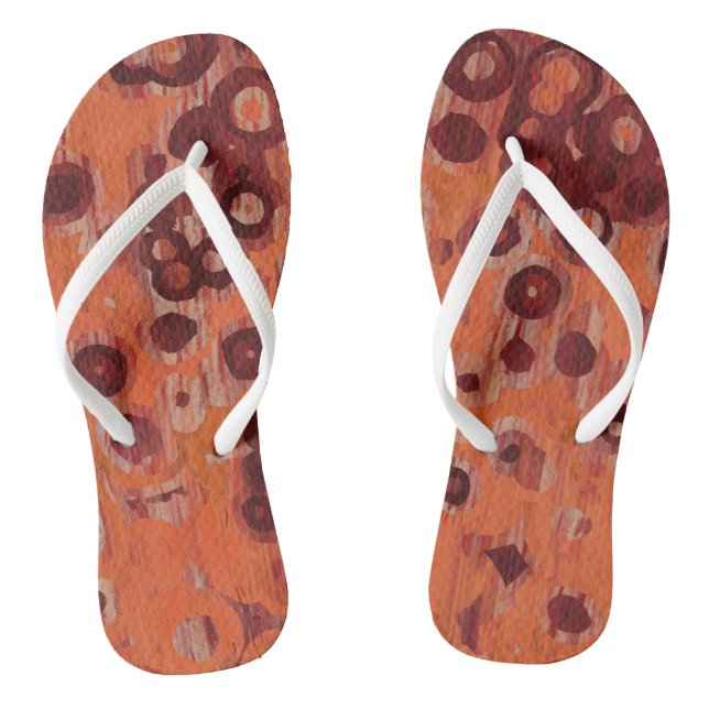 Red and Orange Geometric  Jandals (Footbed)