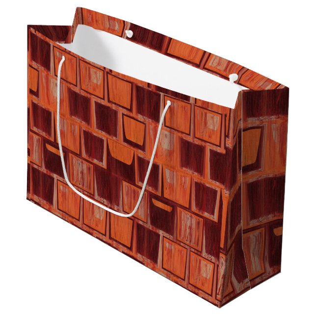 Red and Orange Geometric  Large Gift Bag (Front Angled)