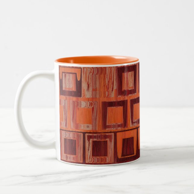 Red and Orange Geometric  Two-Tone Coffee Mug (Left)