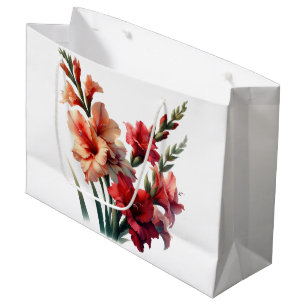 Red and Orange Gladiolus Floral Large Gift Bag