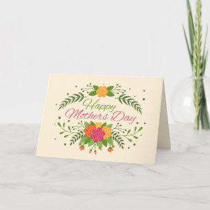 Red and Orange Graphic Roses Mothers Day Card