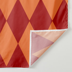 Red and Orange Harlequin Checkered Design Fabric