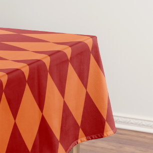 Red and Orange Harlequin Checkered Design  Tablecloth