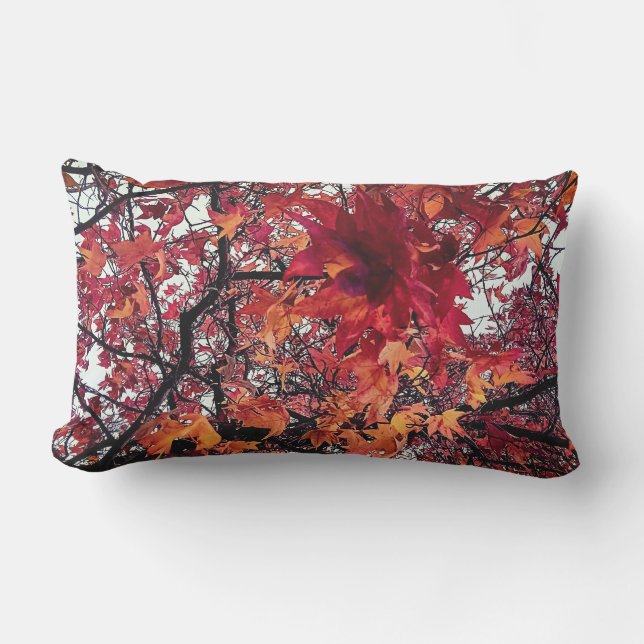 Red and orange leaves lumbar cushion (Front)