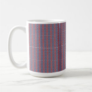 Red and orange paint swirls together, creating a v coffee mug