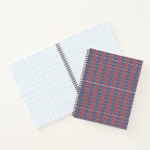 Red and orange paint swirls together, creating a v notebook