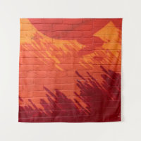 Red and orange painted brick wall