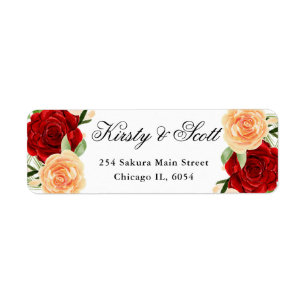 Red and Orange Roses Wedding address