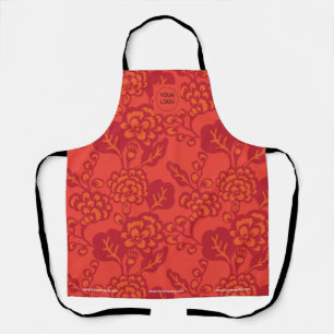 Red and Orange Vibrant and Bold Floral Pattern Apron