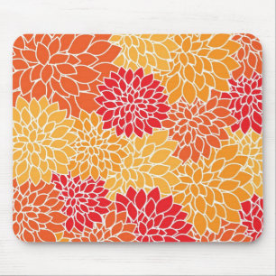 Red and Orange vintage oriental floral design Mouse Pad