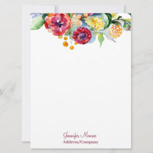 Red and orange watercolor floral personalised card