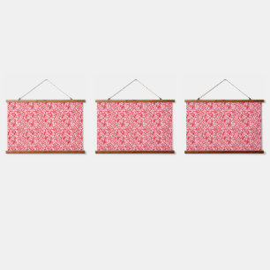 Red and orange wrapping paper with a geometric mot hanging tapestry