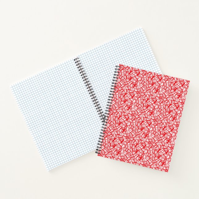 Red and orange wrapping paper with a geometric mot notebook (Inside)