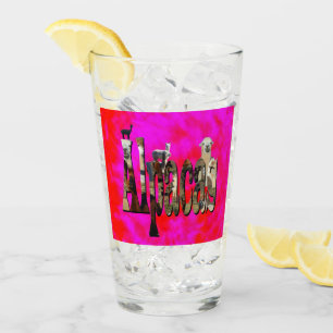 Red And Pink Alpaca Logo Design,   Glass