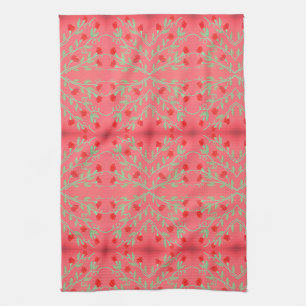 Red and Pink And Mint Green Flowered Towel