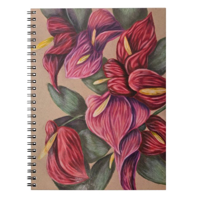Red and pink anthurium notebook (Front)