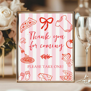 Red and Pink Baby Shower Thank you for coming Sign