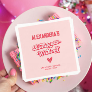 Red and Pink Bachelorette Party  Napkin