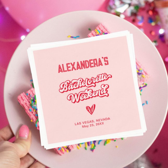 Red and Pink Bachelorette Party  Napkin (Creator Uploaded)