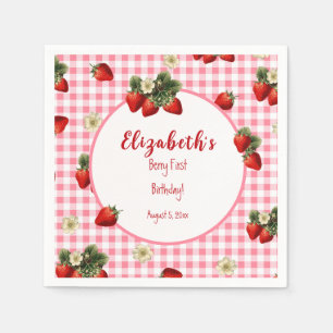 Red and Pink Berry First Baby Girl Birthday Party  Napkin