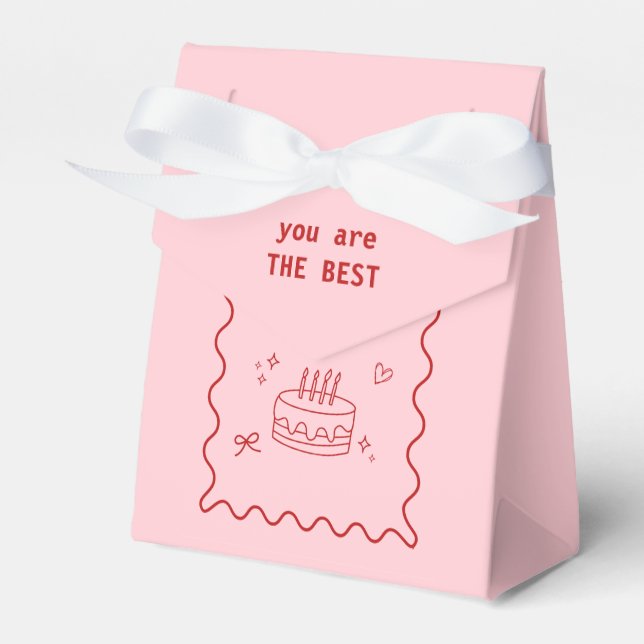 Red and Pink Birthday Favour Box (Front Side)