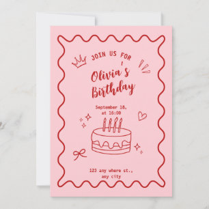 Red and Pink Birthday Invitation