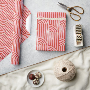 Red and Pink Candy Cane Arch Wrapping Paper