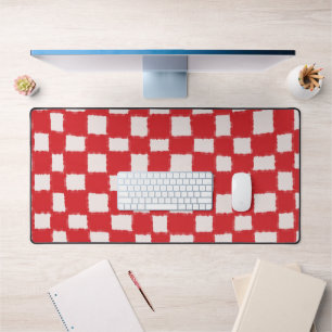 Red and Pink Chequerboard Pattern Bold and Stylish Desk Mat