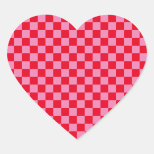 Red and Pink Chequered Heart Sticker