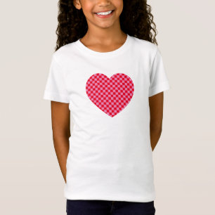 Red and Pink Chequered Heart T-Shirt