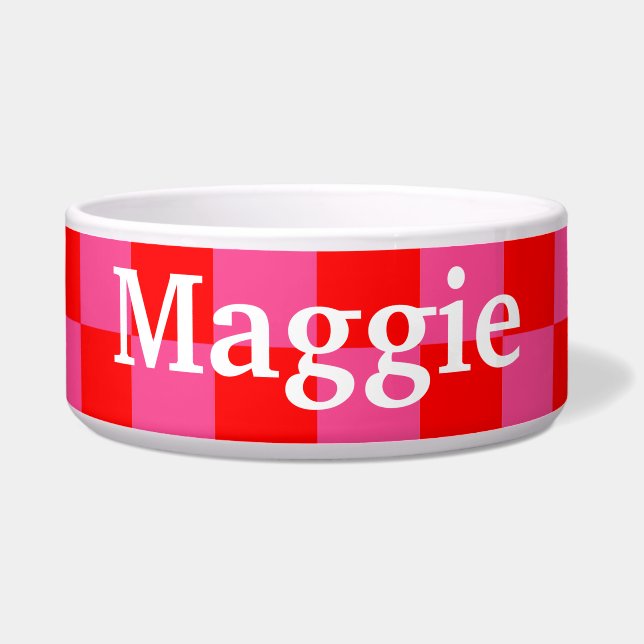 Red and Pink Chequered Pet Name (Front)