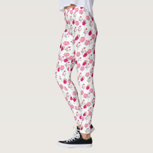 red and Pink cherry blossom Pattern Leggings
