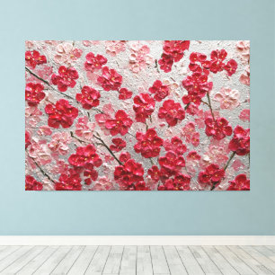Red and Pink Cherry Blossoms – Impasto Wall Art