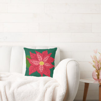 Red and Pink Christmas Poinsettia Cushion