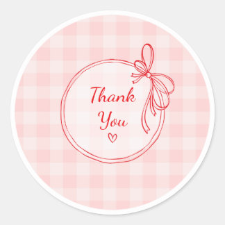 Red and Pink Coquette Thank You Circle Sticker