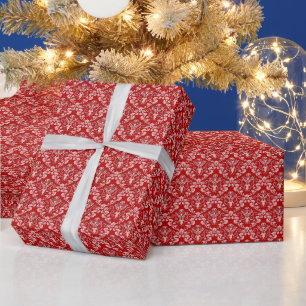 Red and Pink Damask Pattern Vintage Wrapping Paper