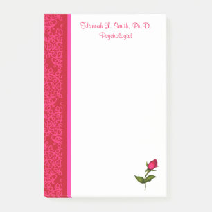 Red and Pink Damask Swirls Rose Notes