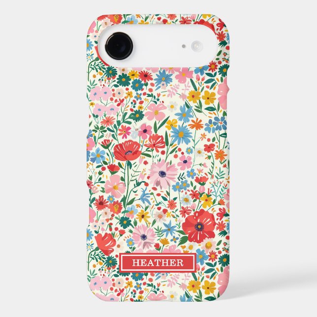 Red and Pink Ditsy Flowers Monogrammed (Back)