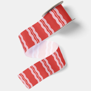 Red and pink dots and waves fun Christmas Satin Ribbon
