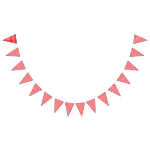 Red and pink floral graphics featuring geraniums i bunting