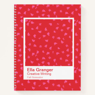 Red and Pink Floral Large Transparent Frame Notebook