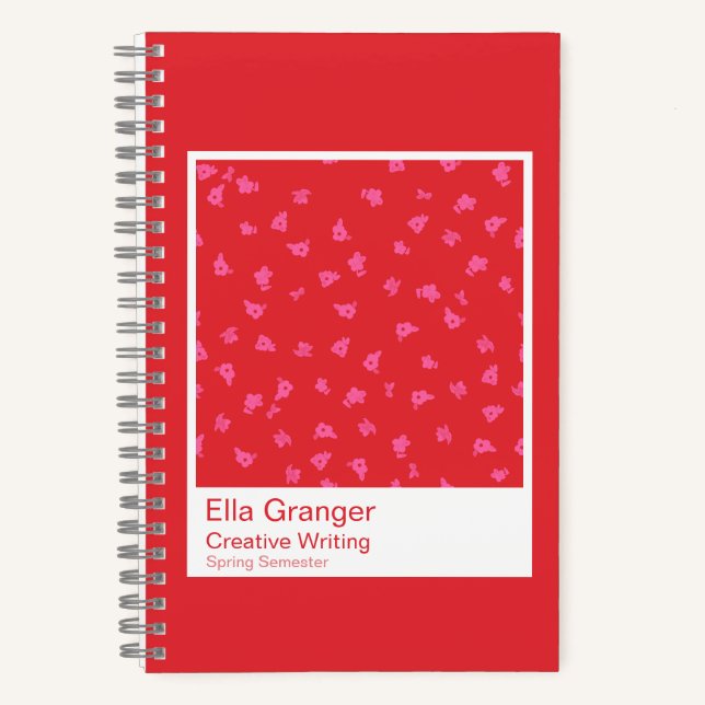 Red and Pink Floral Notebook (Front)