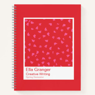 Red and Pink Floral Notebook