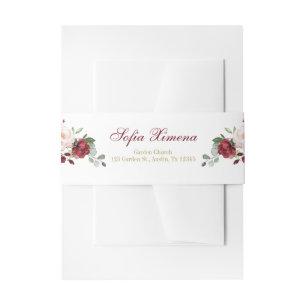 Red and Pink Floral Quinceañera Invitation Belly Band